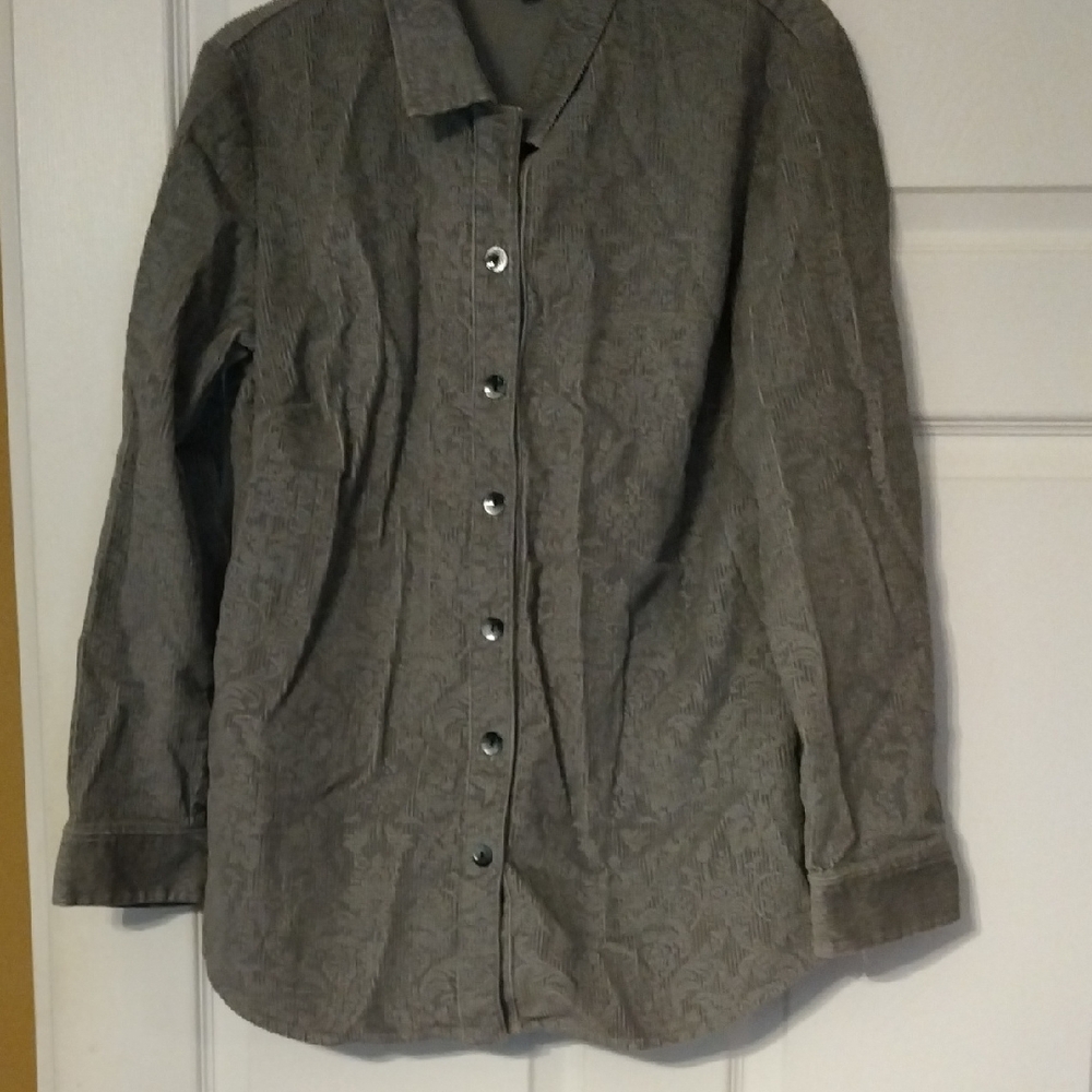 J. Jill Charcoal Ribbed Button-Up